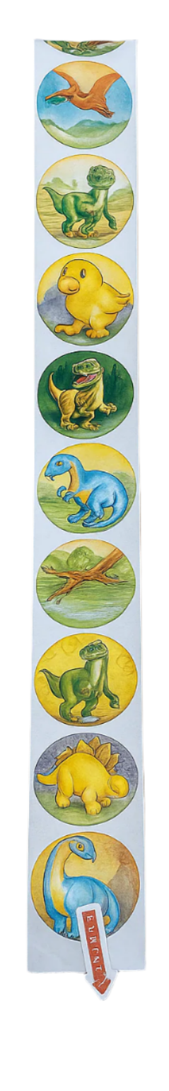 Dinosaur Stickers 100 ct Roll | 1.5" Round Paper Stickers - Lion Wholesale