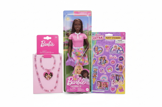 Fashion Doll Play & Sparkle Bundle (Barbie Brand Doll + Jewelry + Puffy Stickers) - Lion Wholesale