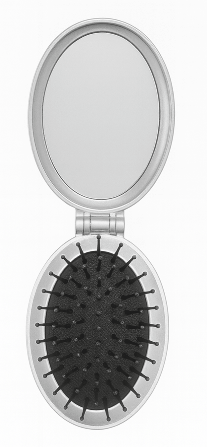 Foldable Oval Hair Brush with Mirror – 4" Compact Travel Size |Individual & 10 Pack - Lion Wholesale