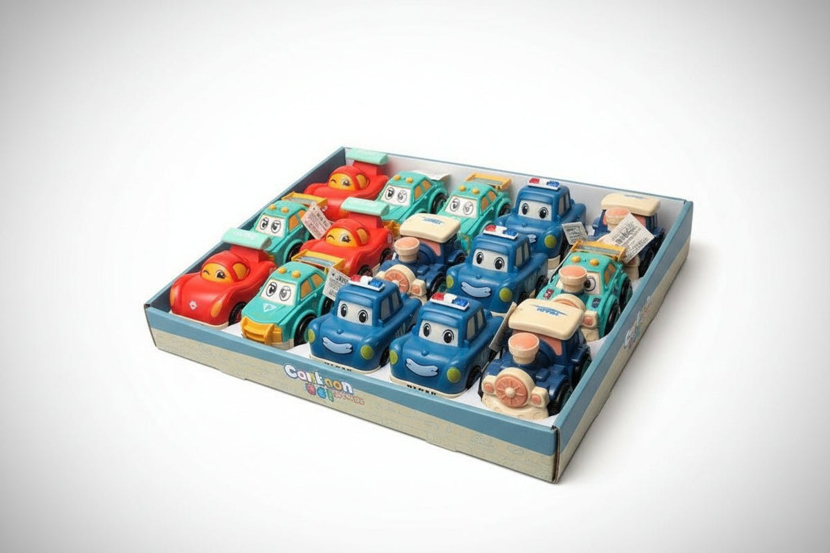 Friction Cartoon Cars – Fun Random Assortment | Sold Individually Or By The Case - Lion Wholesale