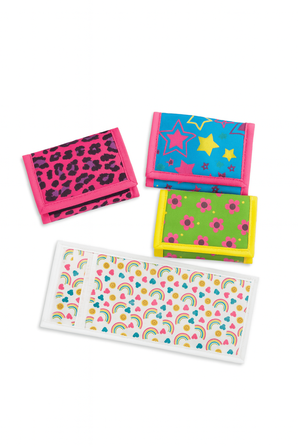 Girls Colorful Velcro Wallet – Fun Prints | Rainbows, Stars & More | Ages 3+ - Lion Wholesale