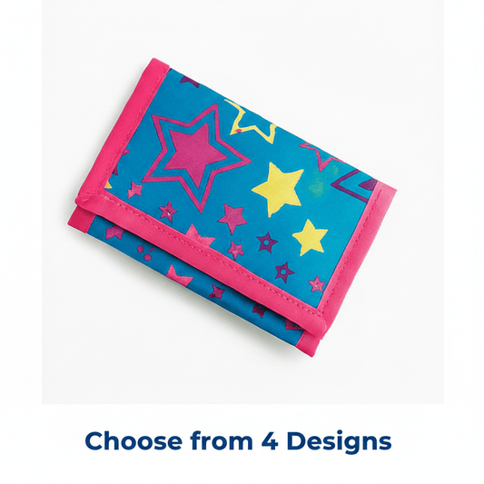 Girls Colorful Velcro Wallet – Fun Prints | Rainbows, Stars & More | Ages 3+ - Lion Wholesale