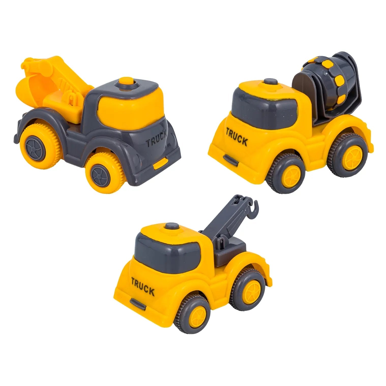 Hard Hat Kidz Construction Trucks (3 - Pack) Toy Vehicles, No Batteries, Ages 3+ - Lion Wholesale