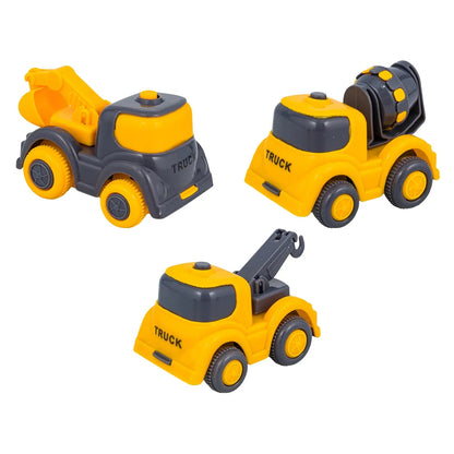 Hard Hat Kidz Construction Trucks (3 - Pack) Toy Vehicles, No Batteries, Ages 3+ - Lion Wholesale