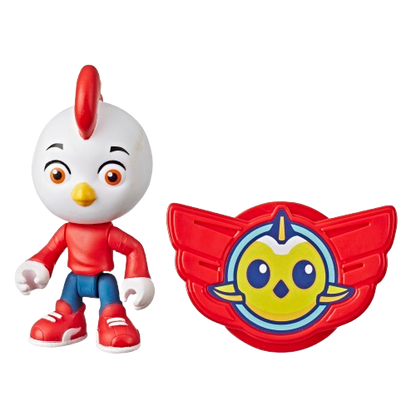 Top Wing Rod Mini Figure with snap-on badge for preschoolers, featuring colorful design and role-play fun.