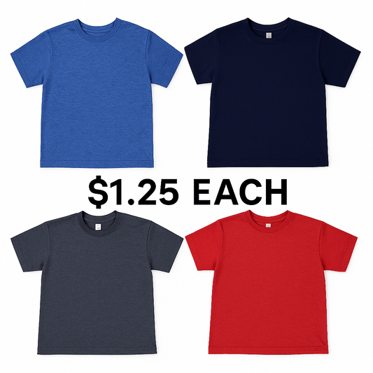 Kids T-Shirts – Limited Opportunity Buy – Ass't Colors – $1.25 Each - Lion Wholesale