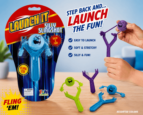 Launch It! Silly Slingshot Character Shooter | Assorted Colors - Lion Wholesale