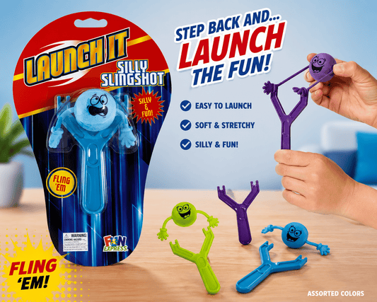 Launch It! Silly Slingshot Character Shooter | Assorted Colors - Lion Wholesale
