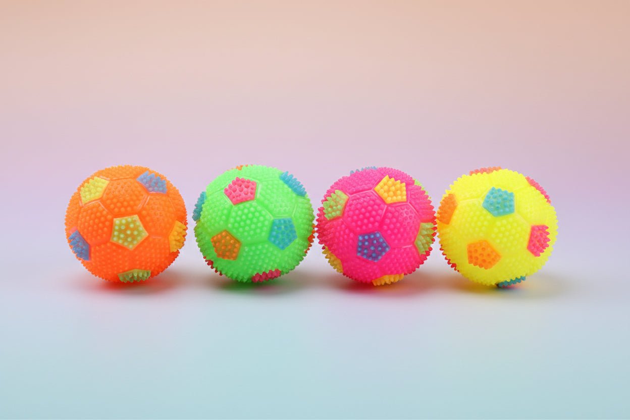 LED Spiky Flashing Soccer Balls – Individual | Assorted Neon Colors - Lion Wholesale