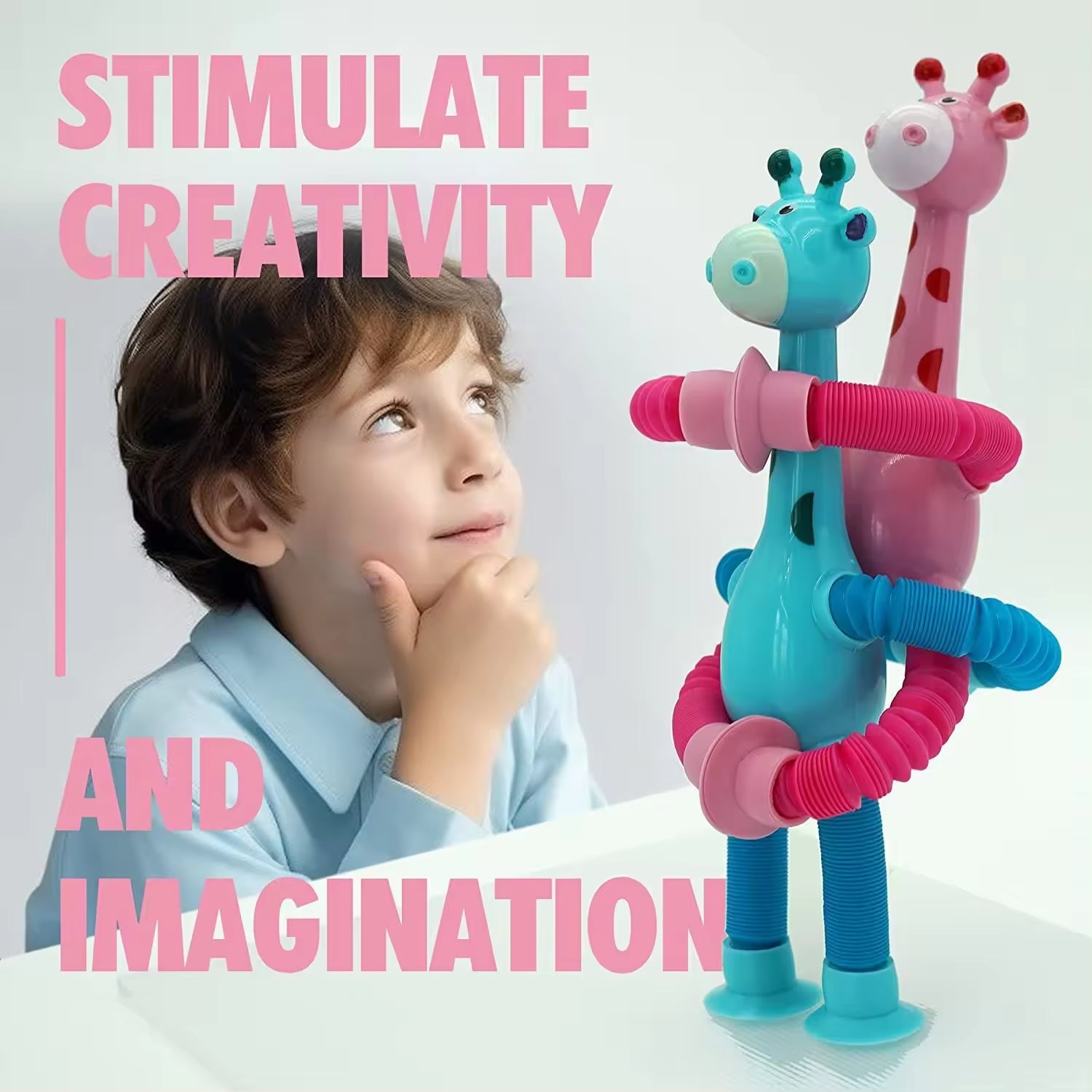 Light up Giraffe Pop Tubes - Flexible Tubes with LED Lights and Suction Cups(Coming in June-Pre-Order Now!) - Lion Wholesale