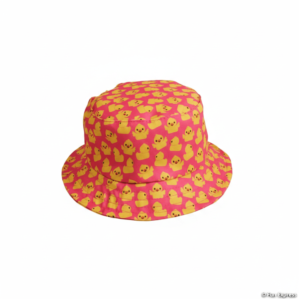 Lucky Ducky Pink & Green Polyester Bucket Hats - Lion Wholesale