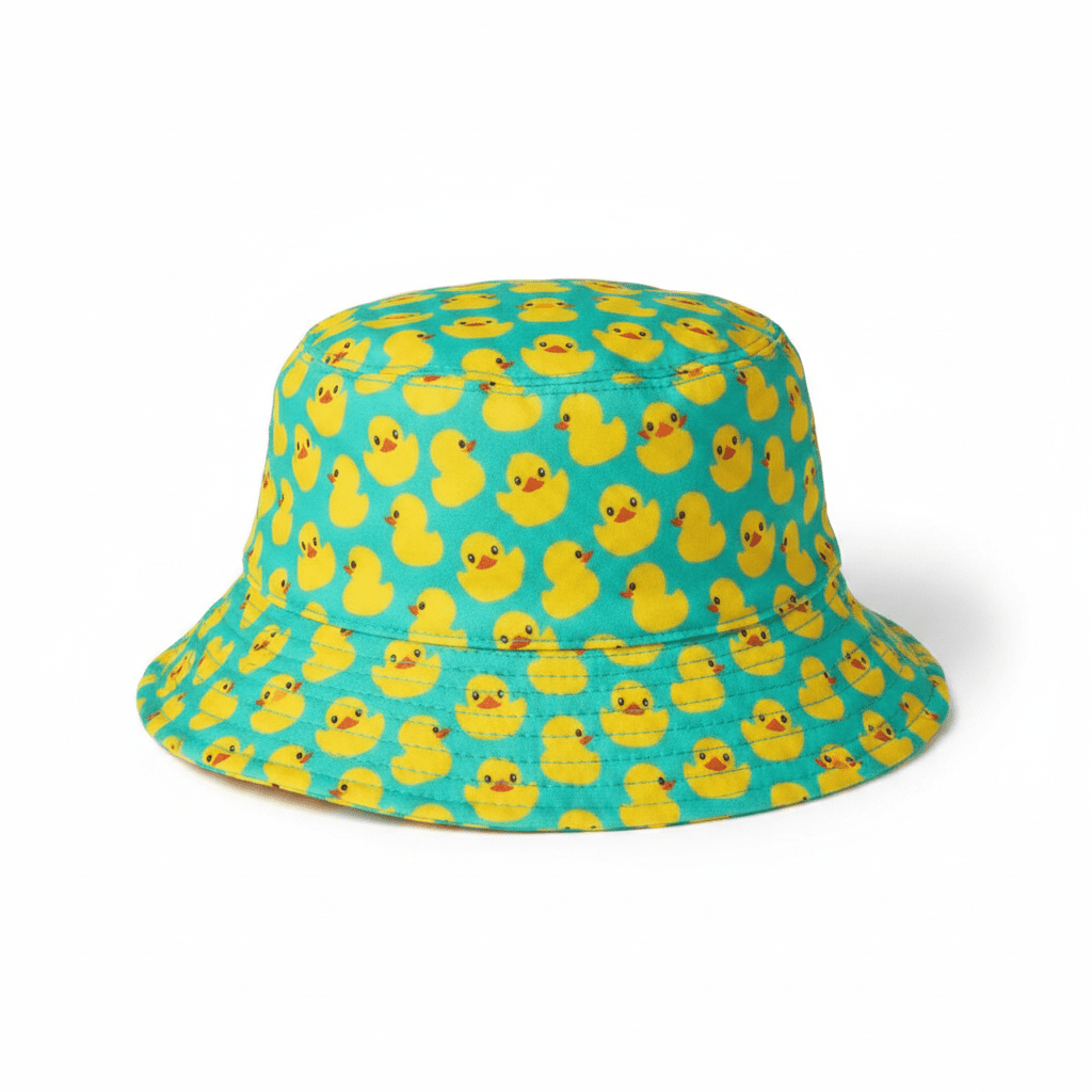 Lucky Ducky Pink & Green Polyester Bucket Hats - Lion Wholesale