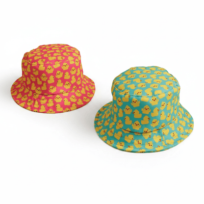 Lucky Ducky Pink & Green Polyester Bucket Hats - Lion Wholesale