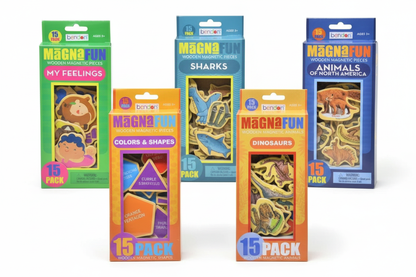  Boxes of magnets shaped like animals or shapes Standing Upright