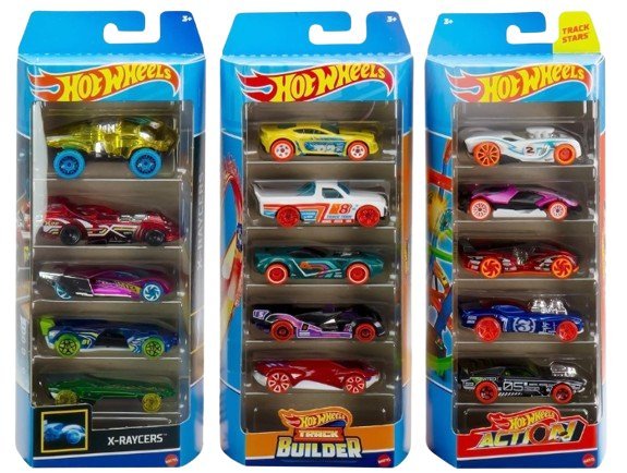 Hot Wheels 15-pack of 1:64 scale cars, randomly selected from HW City,X-Raycers, or Track Pack. Great for collectors or kids.