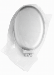 Silver compact mirror on a white background