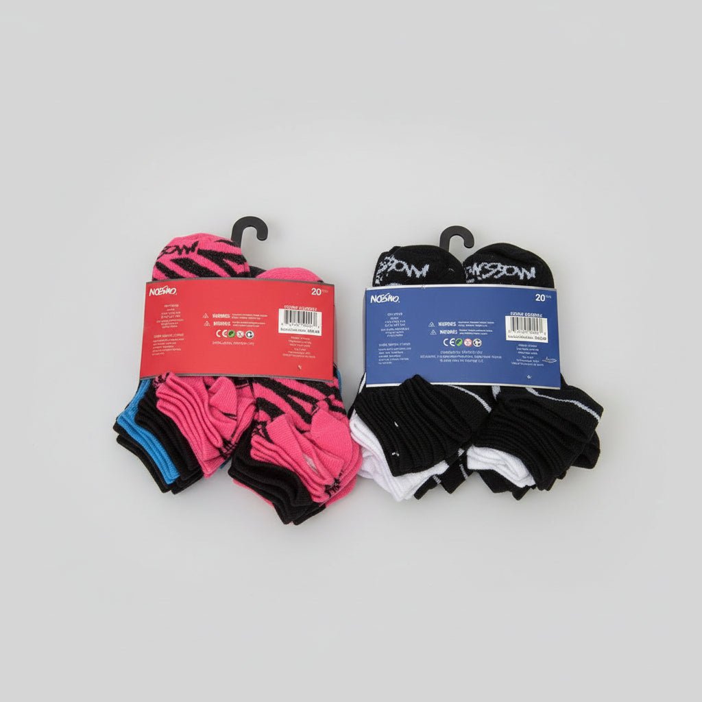 Mossimo Kids Quarter Socks, 20-Pair Pack, Sizes 6–8 | Shoebox Bulk - Lion Wholesale