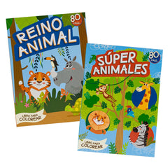 New Arrival | Set of 2, 80pg Animal Coloring Book, Spanish Cover (1.19ea) - Lion Wholesale