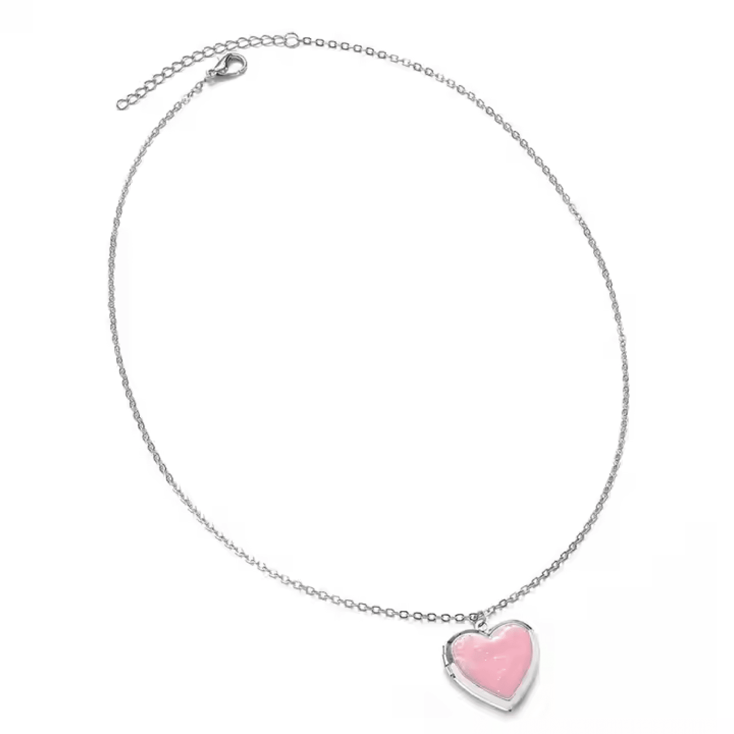 Pink Heart Locket Necklace with Chain - super cute! - Lion Wholesale