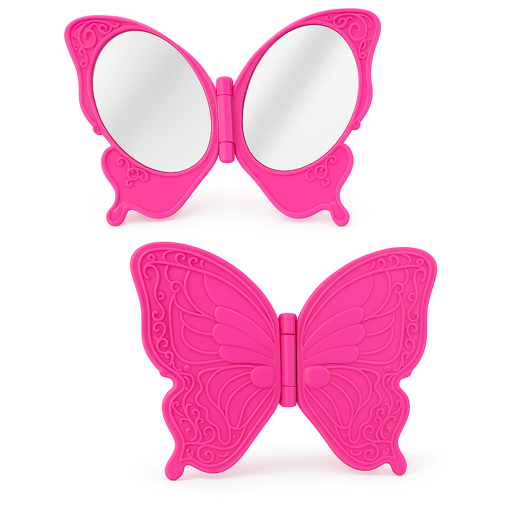 Plastic Butterfly Mirror – Compact Hand Mirror in Assorted Colors and Bulk Options - Lion Wholesale