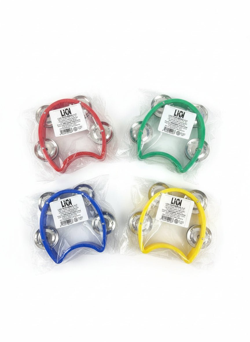 Plastic Half Moon Tambourine with 4 Bells – Handheld Rhythm Toy | Assorted Colors - Lion Wholesale