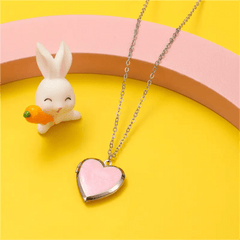 Pre - Order | Pink Heart Locket Necklace with Chain - April 2025 - Lion Wholesale