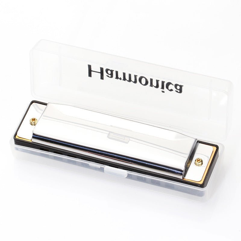 Premium 10 - Hole Student Harmonica in Key C - Stainless Steel with Brass Reeds - Lion Wholesale