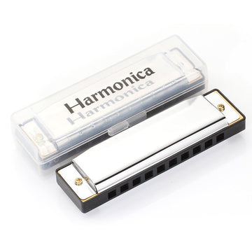 Premium 10 - Hole Student Harmonica in Key C - Stainless Steel with Brass Reeds - Lion Wholesale
