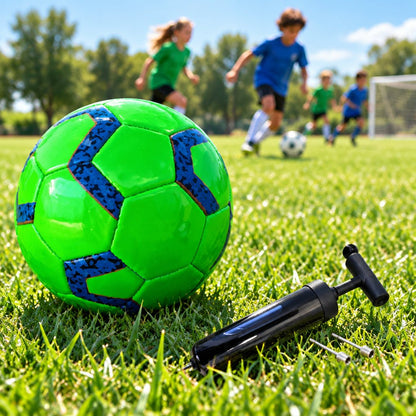 Premium Size 3 Kids Soccer Ball | PU Leather | Pre-Rolled with Pump - Lion Wholesale