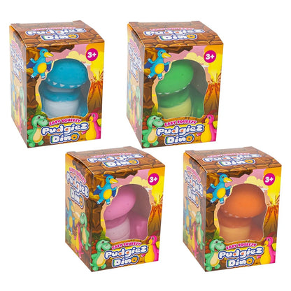 Pudgiez Dino – Easy Squeezy Dinosaur Squishy - Stretchy Toy - Sold Individually from 4 Random Colors - Lion Wholesale