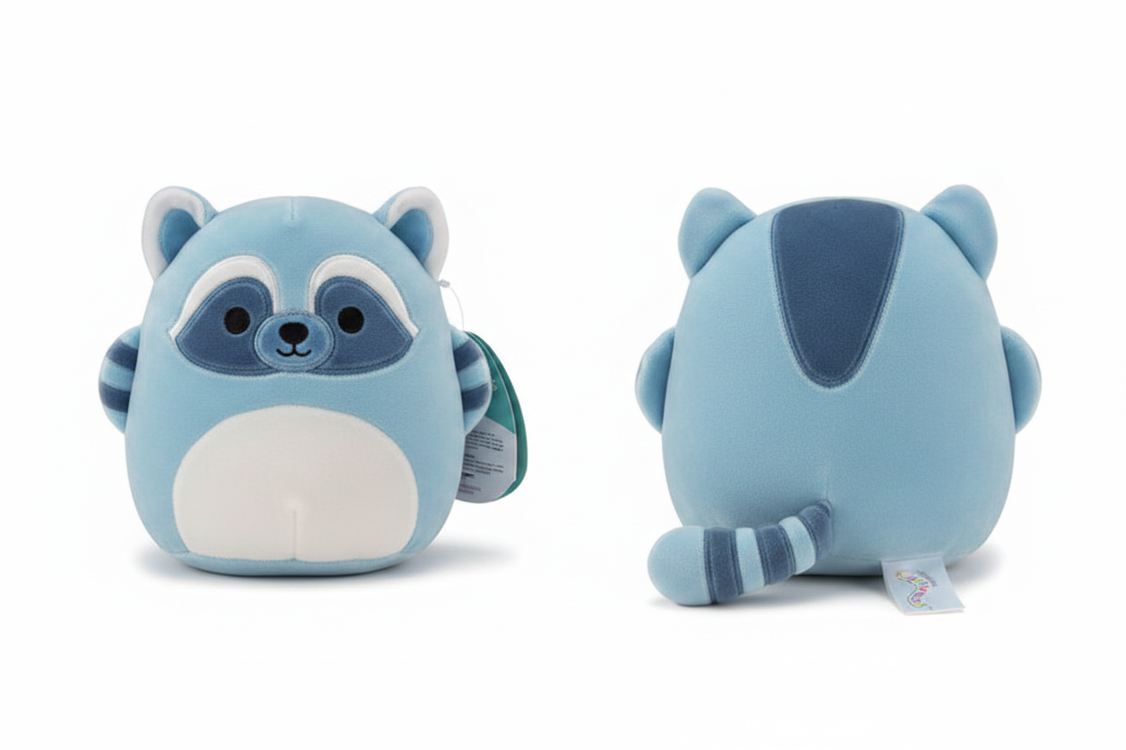 Raccoon Squishmallow Front and Back