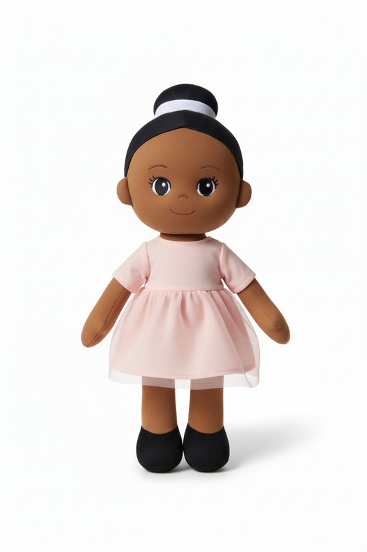 Josephine the 14" Ballerina Rag Doll – Pink Ballet Dress, Black Shoes (Soft Plush)