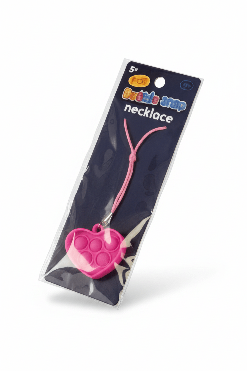 Rainbow Heart Pop Fidget Necklace – Silicone Pendant | Multicolor | Sold Individually - Lion Wholesale