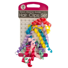 Ribbon Streamer Bobble Hair Clips Set - Lion Wholesale