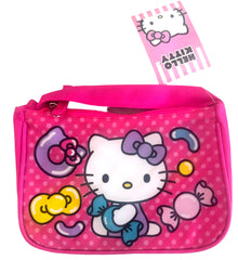 Hello Kitty mini shoulder purse in pink with colorful candy design and carry handle, perfect for kawaii lovers.