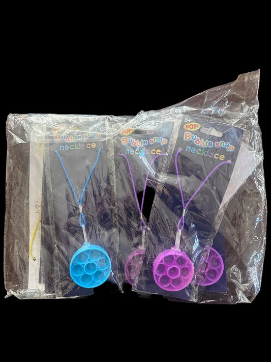 Round Pop Fidget Necklace —12Pack o fBright Solid Color or MultiColor Pendants - Lion Wholesale