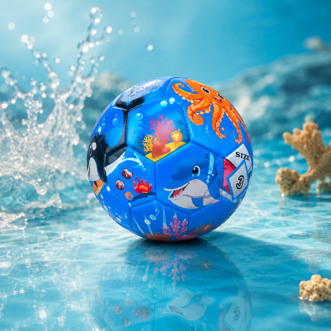 Size 3 Youth Ocean-Themed Match Soccer Ball & Pump - Lion Wholesale