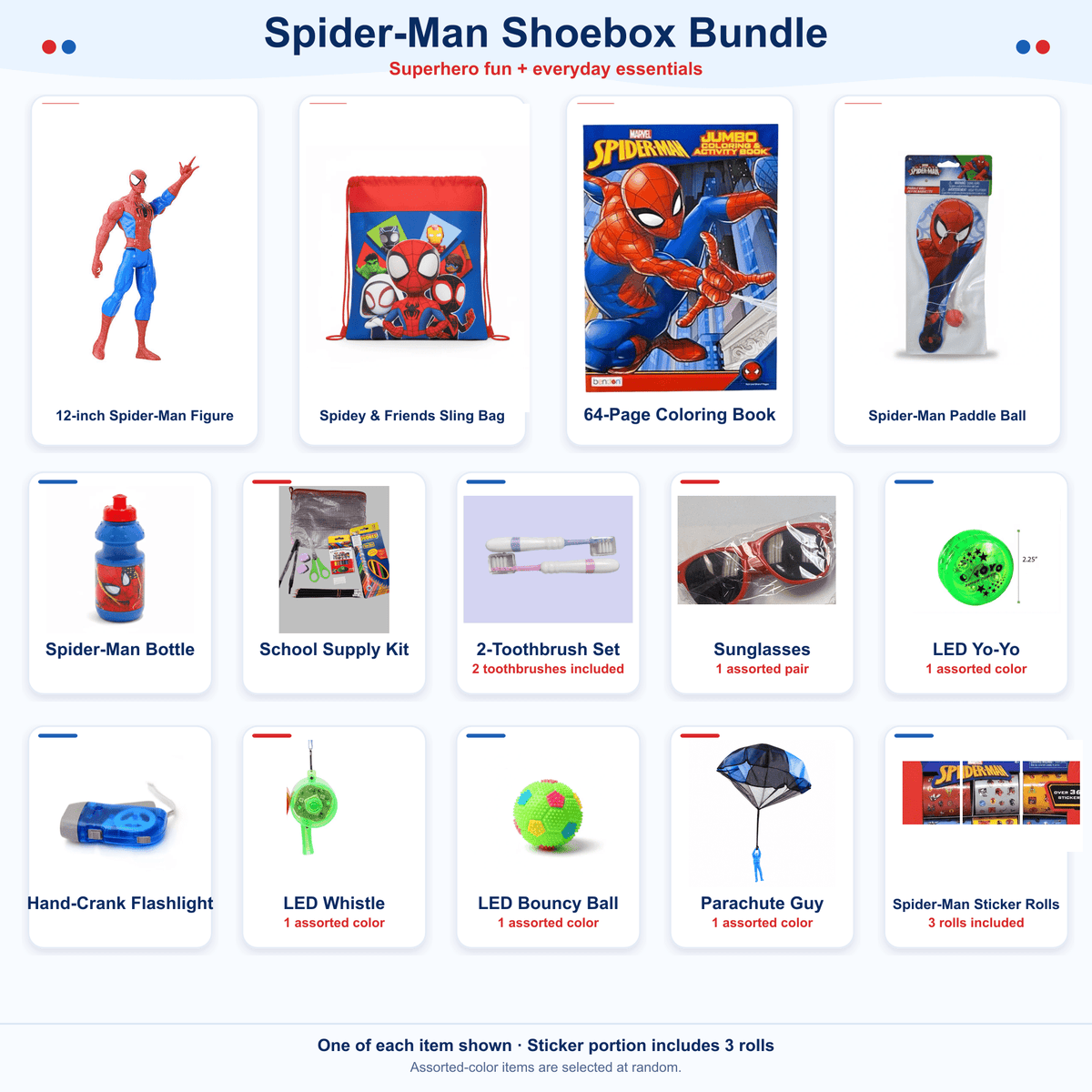 Spider-Man Themed Complete Shoebox Bundle Save 5% - Lion Wholesale