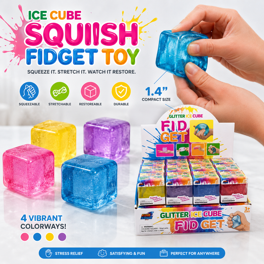 Squish Small Glitter Cube - Lion Wholesale