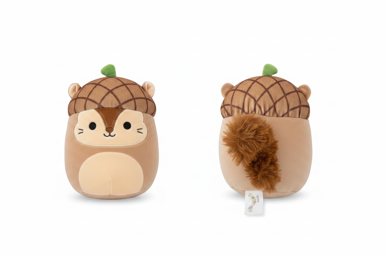 Squishmallow Squirrel Acorn - Front and Back