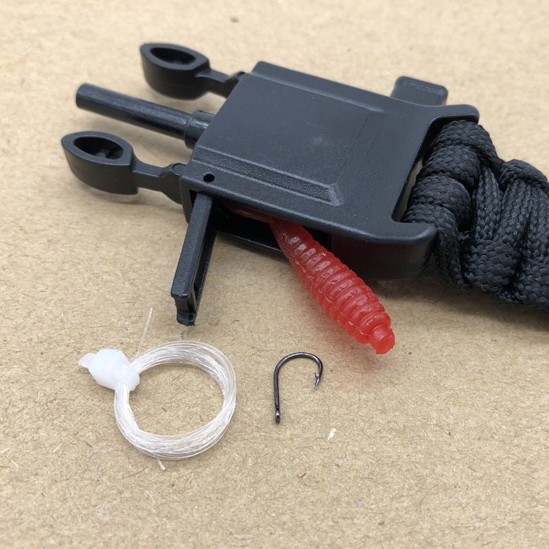 Survival Bracelet with Fishing Kit, Magnesium Fire Starter, Compass, wrench, whistle, Para-Chord - Lion Wholesale