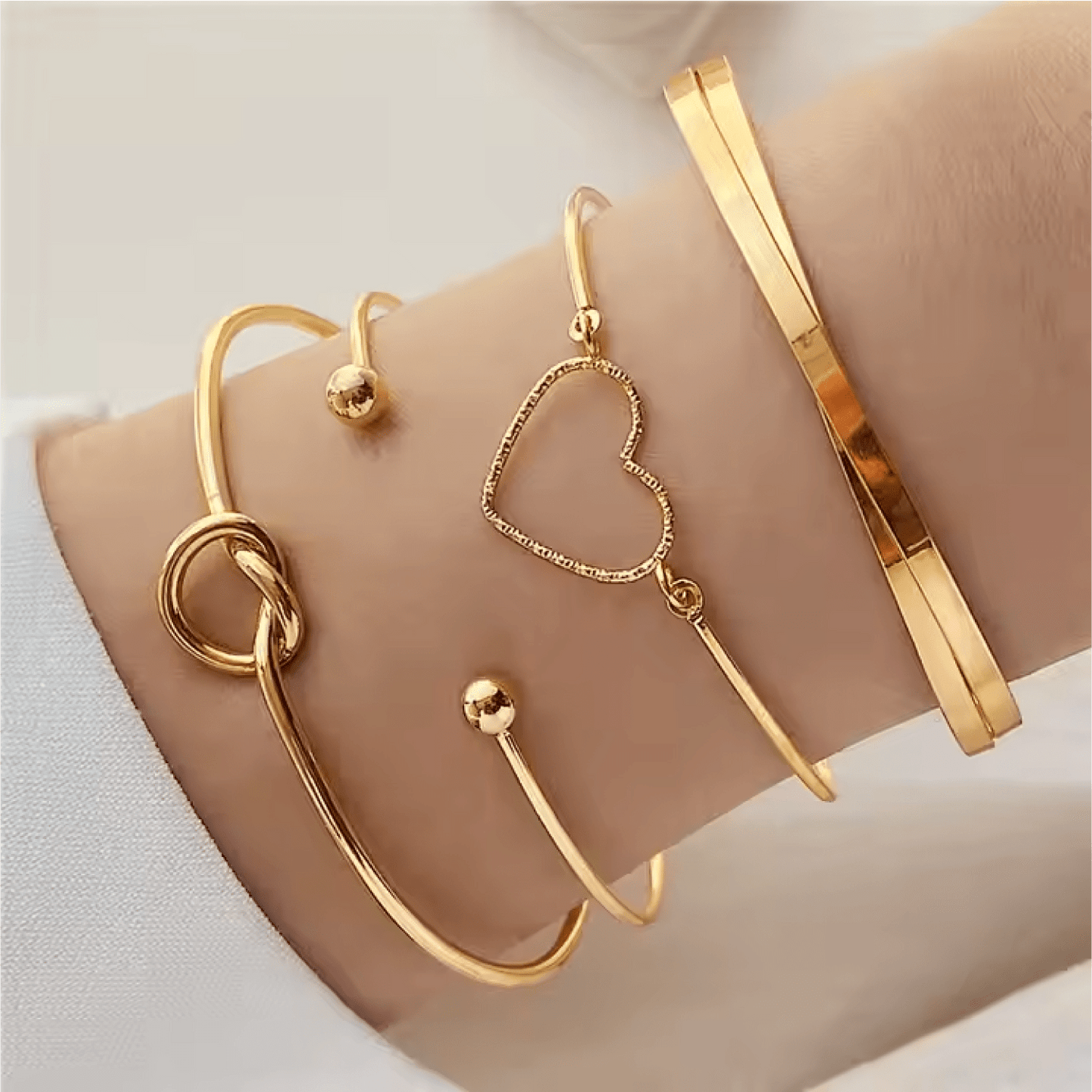 Tarnish Free Jewelry Waterproof 18K Gold Plated Bracelets Set of 4 Bracelets - Lion Wholesale