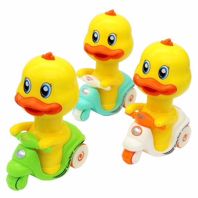 Toy Car Press - type Yellow Duck Motorcycle (sold individually) - Lion Wholesale