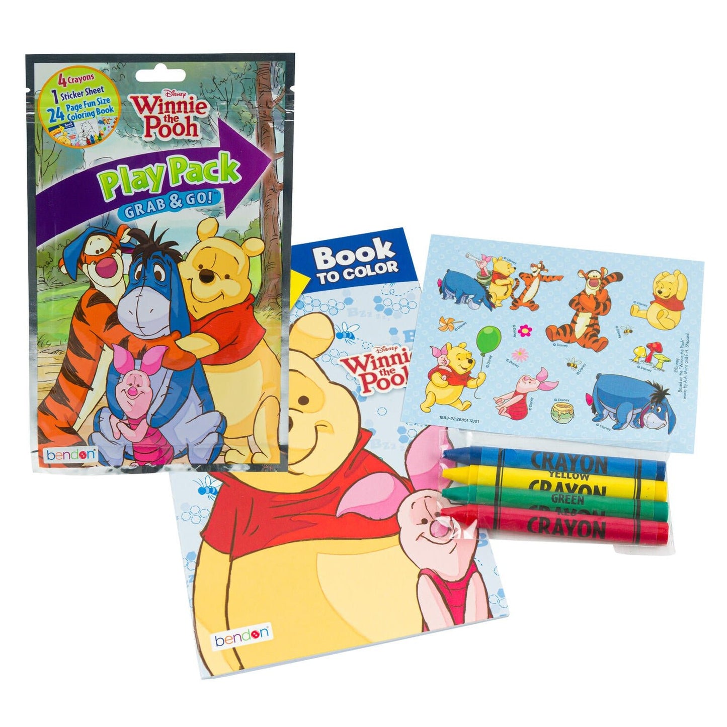 Winnie the Pooh Coloring Play Pack –Stickers, Crayons,& Coloring Book - Lion Wholesale