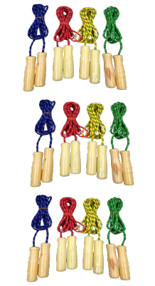 Wooden Handle Jump Ropes — Case of 240 | 4 Assorted Colors | 98.75" Overall Length - Lion Wholesale